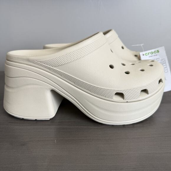 NWT Crocs Siren Clog Size 9M 11W Bone 208547-2Y2 Platform Heel Streetwear - Picture 3 of 7
